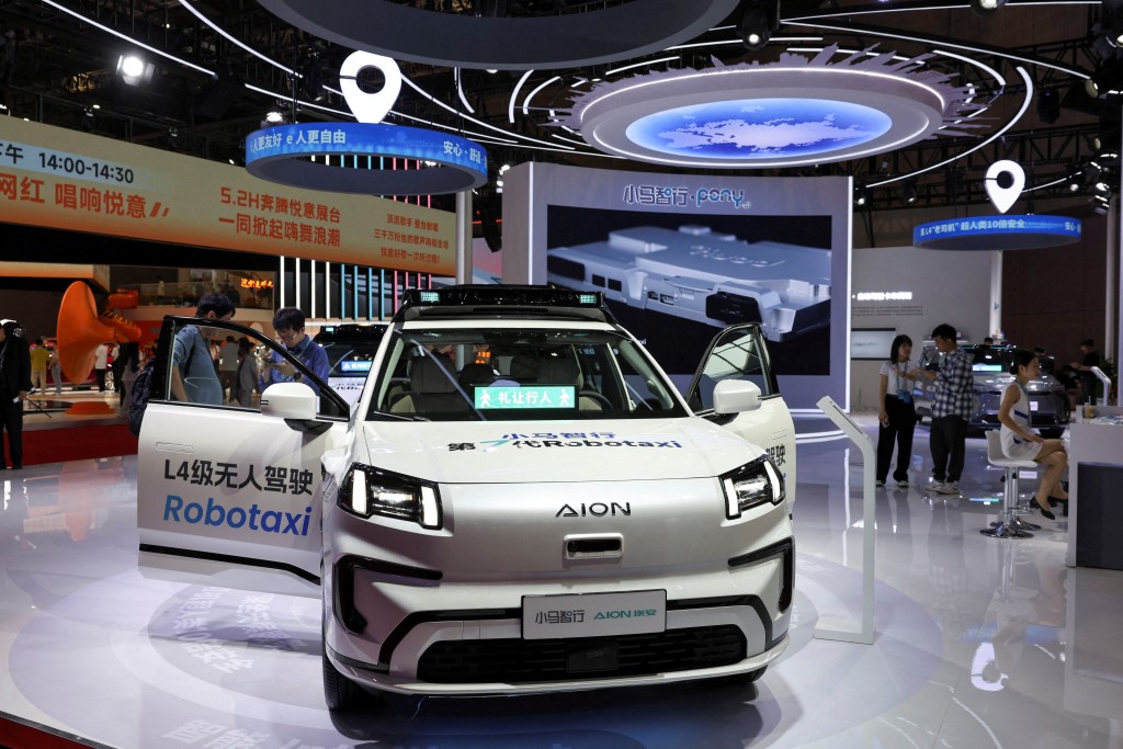 A Pony.ai Robotaxi is displayed at the booth in Shanghai, China April 24, 2025. REUTERS/Go Nakamura
