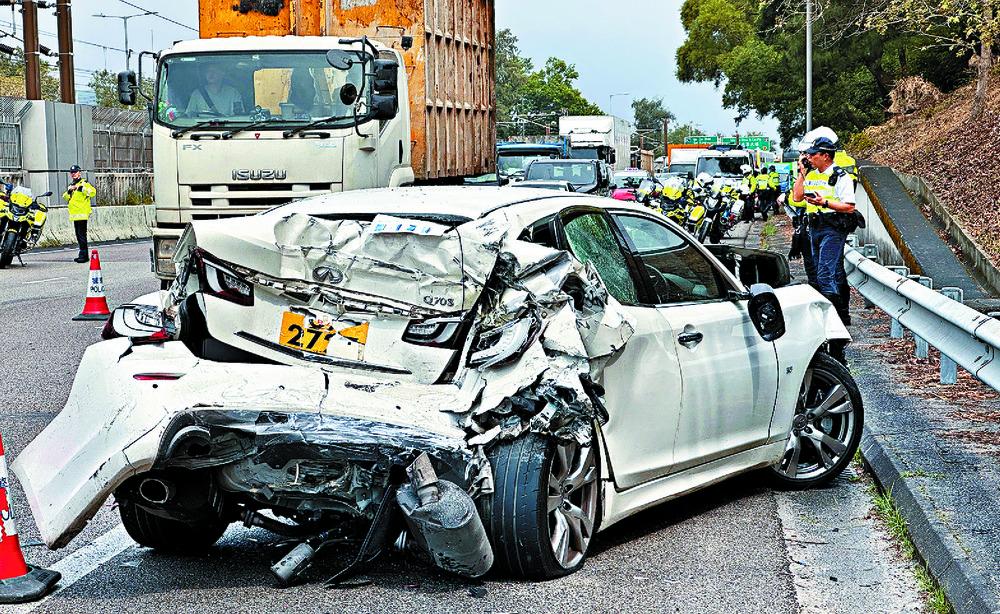 The two drivers realize, too late, that they are in the path of a huge truck moving at high speed. Please scan for video. The two drivers realize, too late, that they are in the path of a huge truck moving at high speed. Please scan for video.