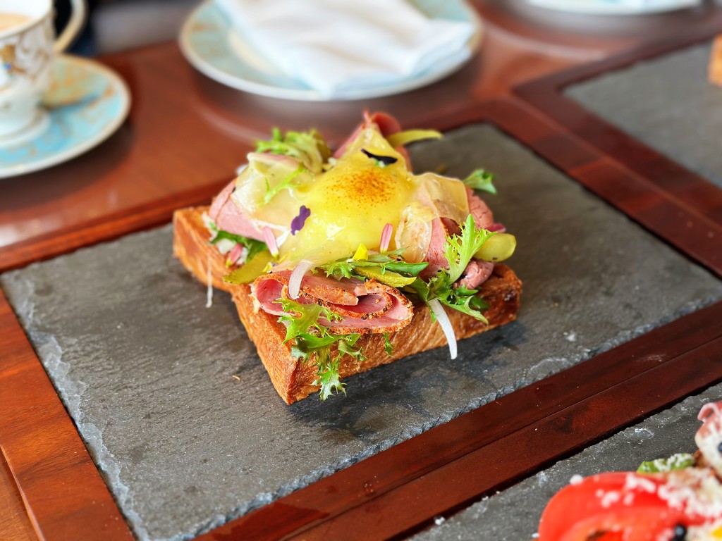 Smoked beef, sauerkraut and Gruyère toast. (HK$168)