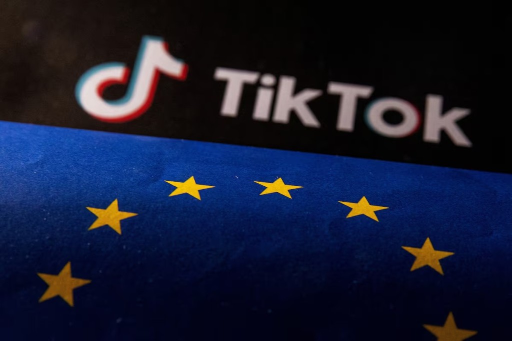 EU flag and TikTok logo are seen in this illustration taken, June 2, 2023. REUTERS
