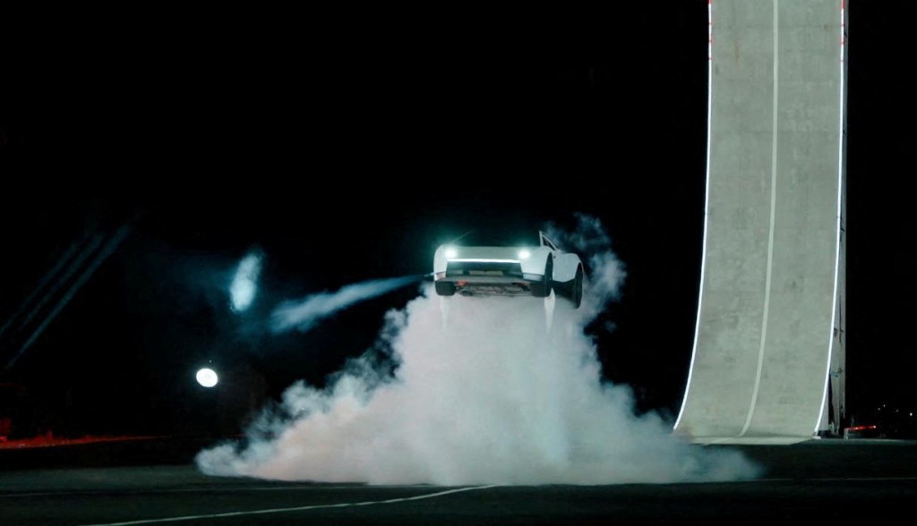 Tesla unveils its long-delayed Roadster nearly a decade after first revealing a next-generation version of its original electric sports ?ar, at a launch event in Waco, Texas, US, on October 15, 2026, in this still image taken from a handout video.  