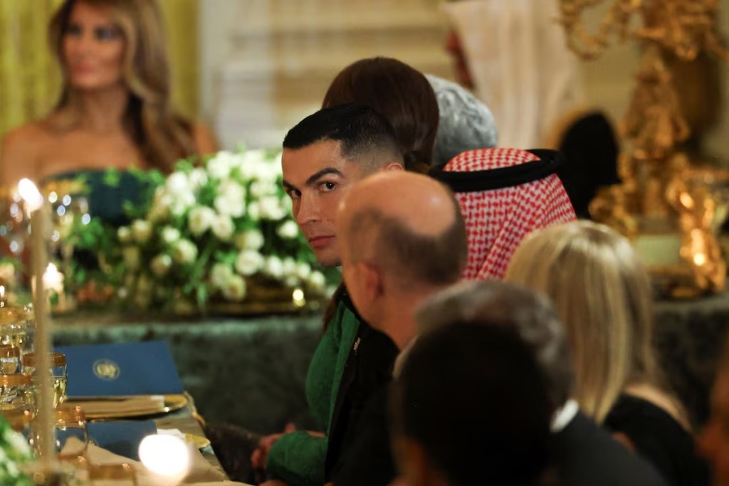 Cristiano Ronaldo attends a dinner hosted by U.S. President Donald Trump for Saudi Crown Prince and Prime Minister Mohammed bin Salman, at the White House in Washington, D.C., U.S., November 18, 2025. REUTERS/Tom Brenner 