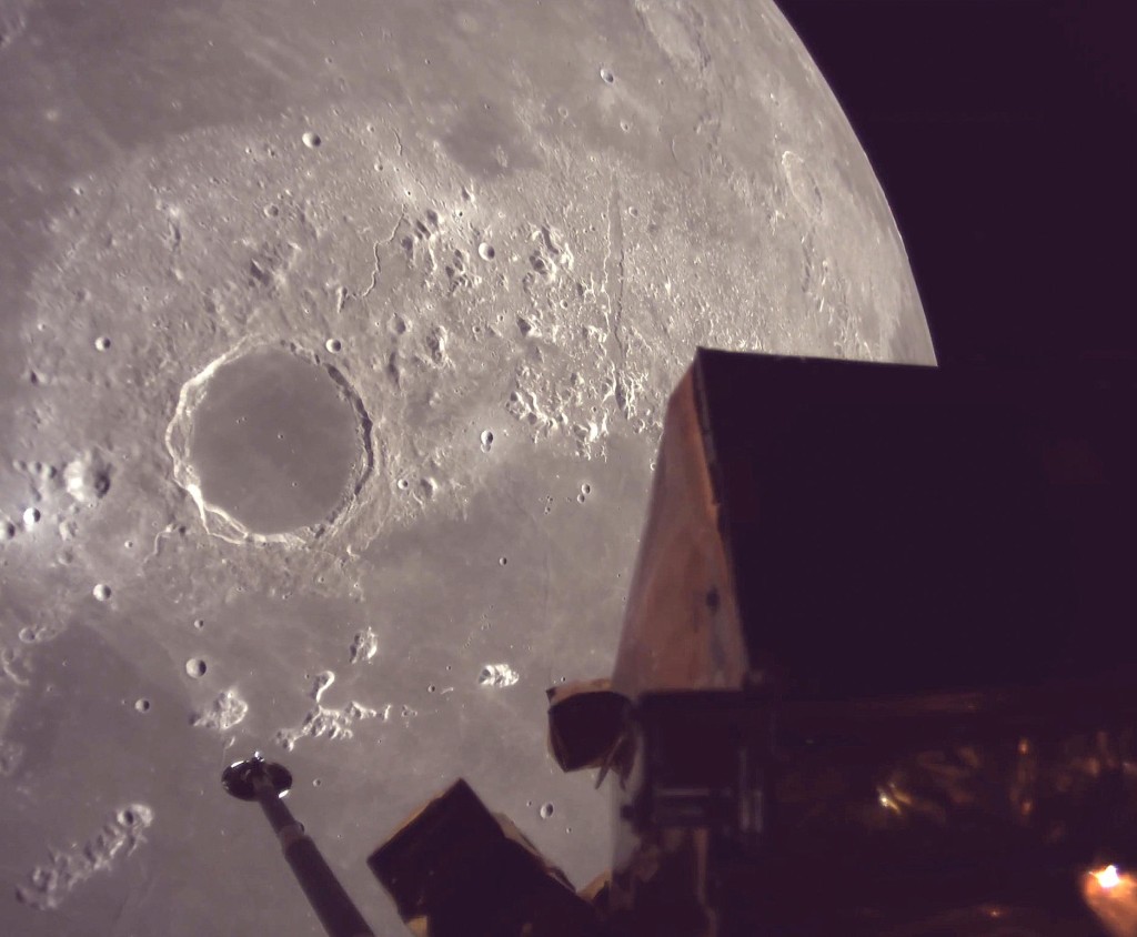 This image provided by ispace, inc. shows the Resilience lander circling the moon, Wednesday June 4, 2025. (ispace, inc. via AP)