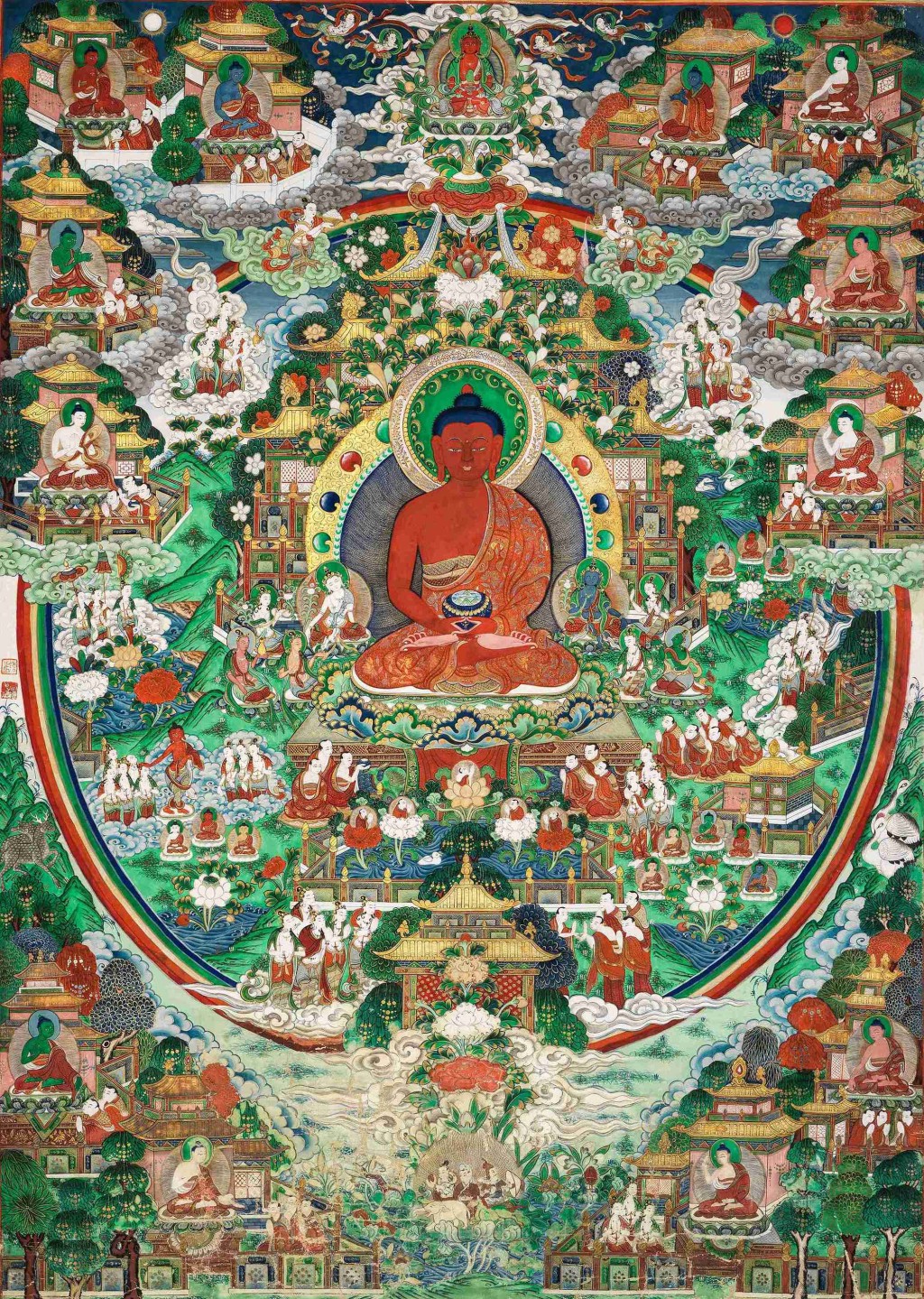 Amitābha pure land (Sukhāvatī). HKHM