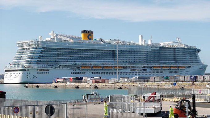 Passengers on an Italian cruise ship were allowed to disembark at Civitavecchia late yesterday. Passengers on an Italian cruise ship were allowed to disembark at Civitavecchia late yesterday.