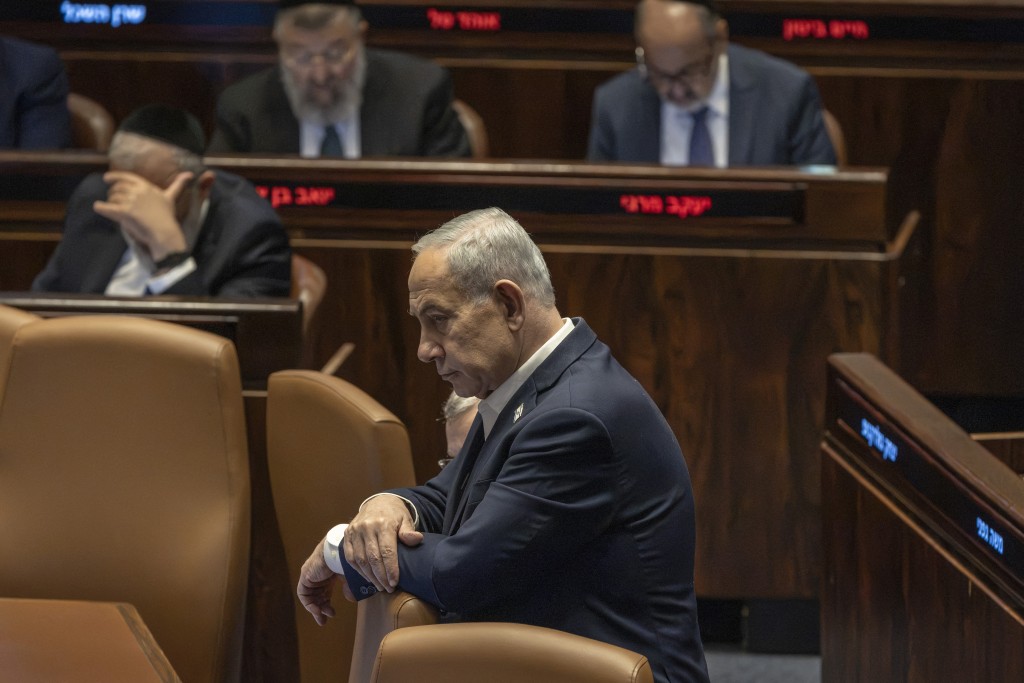 Israel's Prime Minister Benjamin Netanyahu attends a session of the Israeli Parliament at the Knesset in Jerusalem on July 16, 2026, before the start of the election recess ahead of the October 27 general election. (Photo by ilia YEFIMOVICH / AFP)