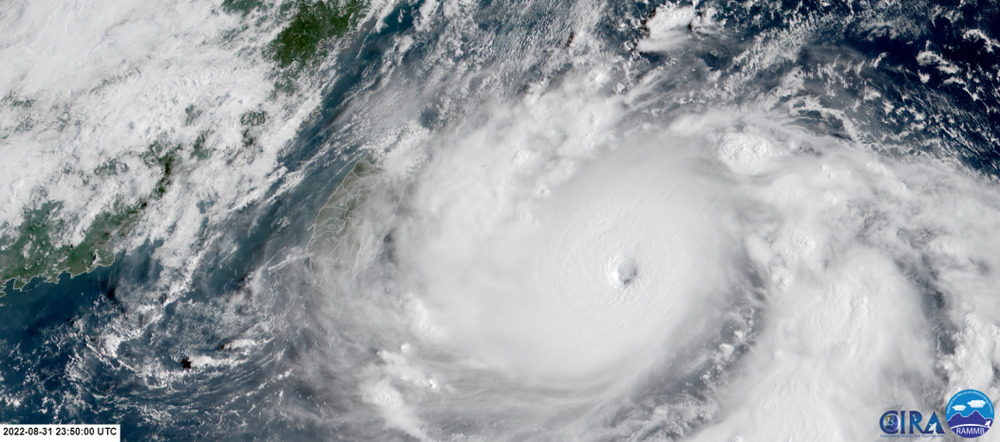Super Typhoon Hinnamnor on Aug. 31. Source: CIRA/RAAMB. (Bloomberg) Super Typhoon Hinnamnor on Aug. 31. Source: CIRA/RAAMB. (Bloomberg)