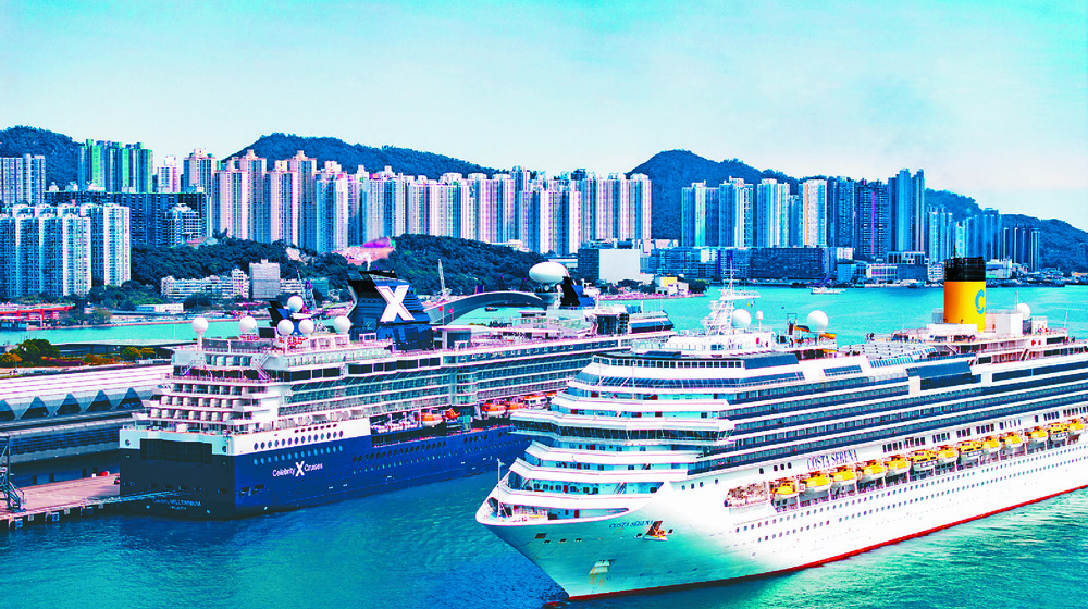 Four ships docked this weekend, with passengers trying out egg tarts and checking out Kai Tak Sports Park among their many activities in Hong Kong, according to Rosanna Law, inset. HKTB Four ships docked this weekend, with passengers trying out egg tarts and checking out Kai Tak Sports Park among their many activities in Hong Kong, according to Rosanna Law, inset. HKTB