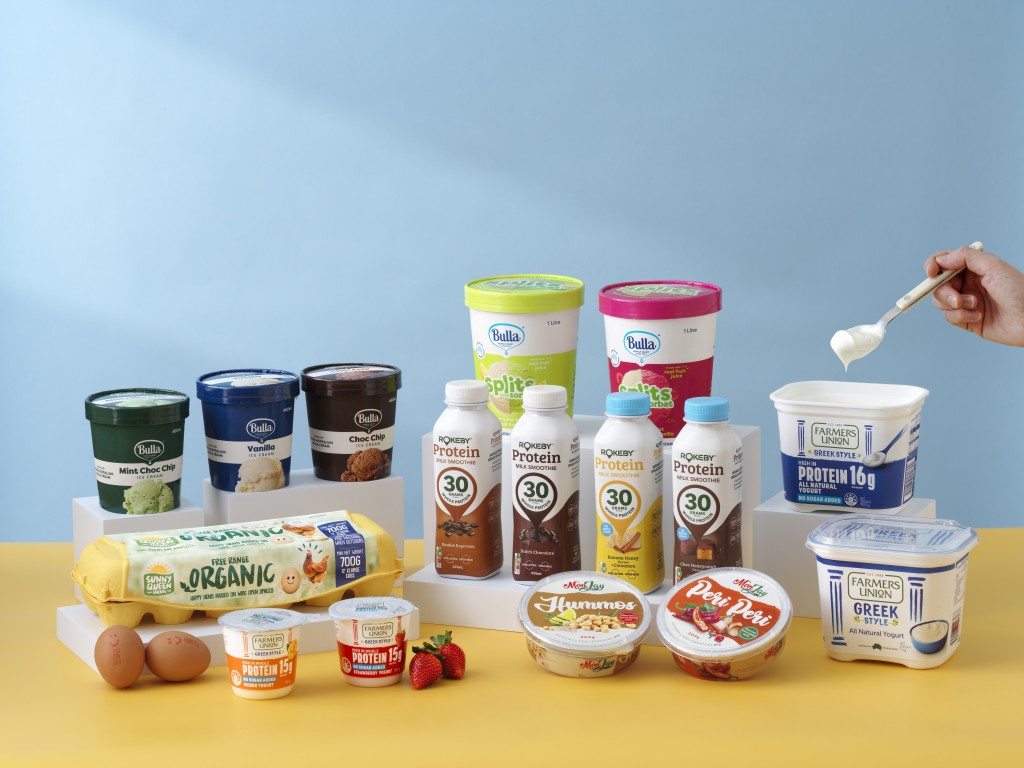 Market Place introduces a special range of premium Australian dairy products, including Rokeby Farms milkshakes, Farmers Union yoghurts, MonJay Mezza dips and Bulla Dairy ice cream.