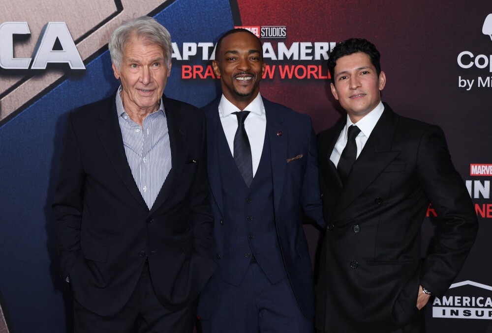 VALERIE MACONAFP US actors Harrison Ford (L), Anthony Mackie (C) and Danny Ramirez (R) attend the world premiere of Marvel Studios' 'Captain America: Brave New World' at the TCL Chinese theatre in Hollywood, California, February 11, 2025. VALERIE MACONAFP US actors Harrison Ford (L), Anthony Mackie (C) and Danny Ramirez (R) attend the world premiere of Marvel Studios' 'Captain America: Brave New World' at the TCL Chinese theatre in Hollywood, California, February 11, 2025.