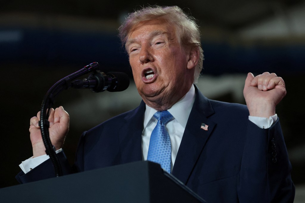 US President Donald Trump holds a midterm election campaign rally at an arena in Corinth on October 26. (REUTERS)