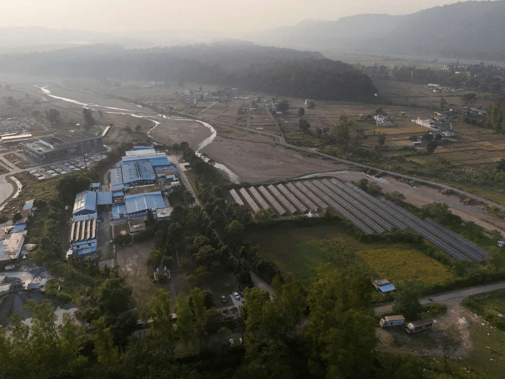 A drone view shows Tata's Himalayan natural mineral water bottling plant in Dhaula Kuan, Himachal Pradesh, India, October 16, 2025. REUTERS/Anushree Fadnavis 