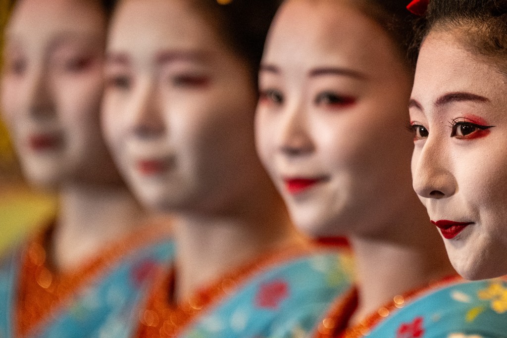 Photo by PHILIP FONG / AFP  Maiko (apprentice geisha) take part in a press interview ahead a rehearsal for the annual "Miyako Odori" -- which means "capital city dance" in Japanese, at the Gion Kobu Kaburenjo in Kyoto on March 31, 2026.