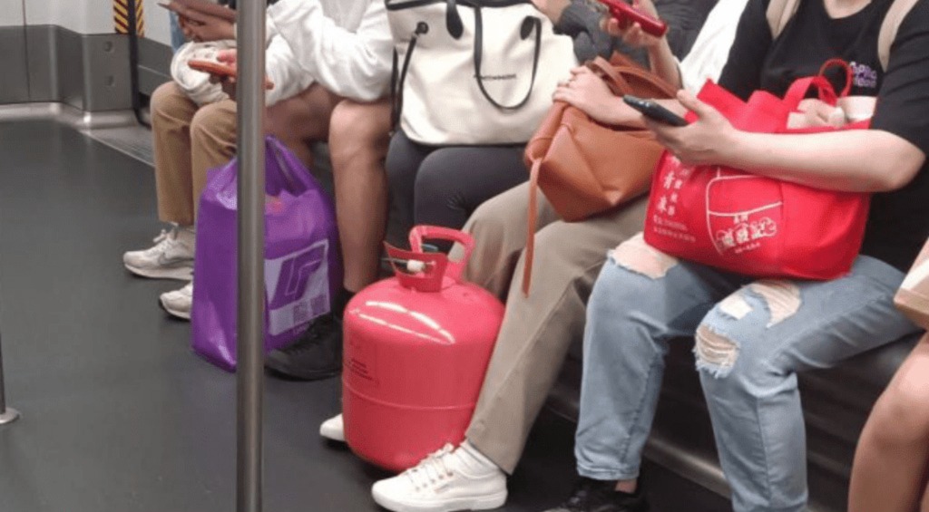 Passenger 'delivering gas' by MTR goes viral as other commuters seen ignoring hazard