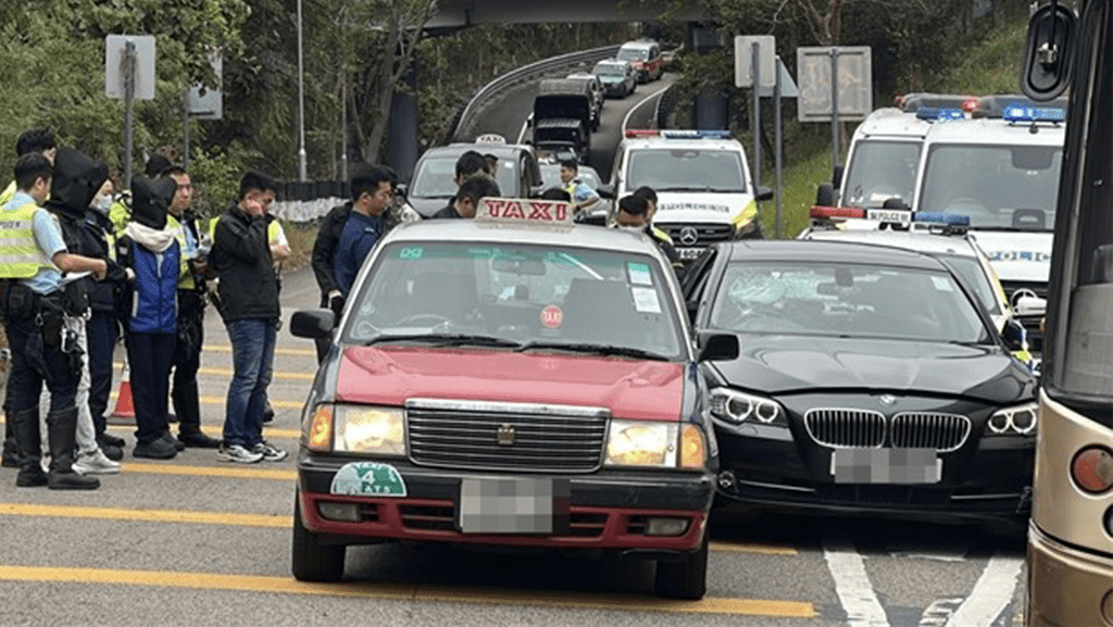 Police chase BMW with expired license ends in Tai Po crash; two officers injured