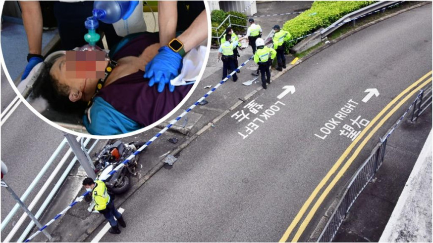 Biker dies after being thrown onto stairs in Central crash