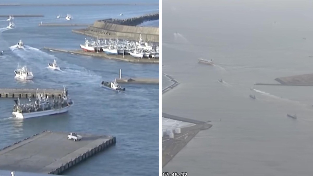 Fishing boats flee Hokkaido harbour after 7.7-magnitude quake
