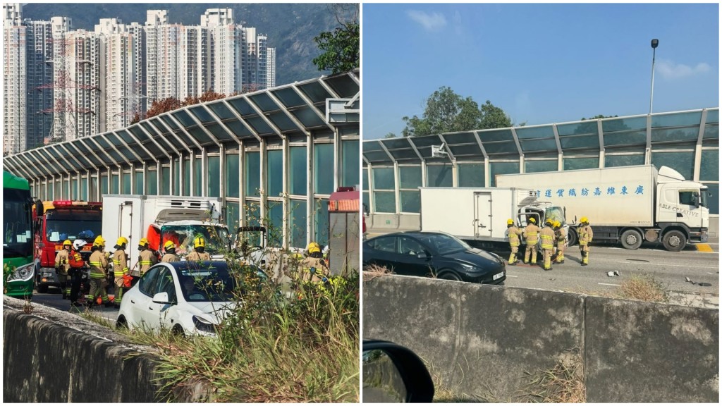 Dump truck collides with lorry on Yuen Long Highway, leaving one injured