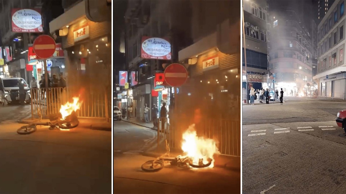 (Video) Electric bicycle bursts into flames in Tsim Sha Tsui, no injuries