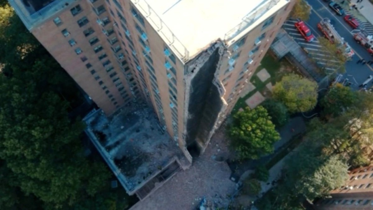 Part of a New York City apartment building collapses, no injuries reported